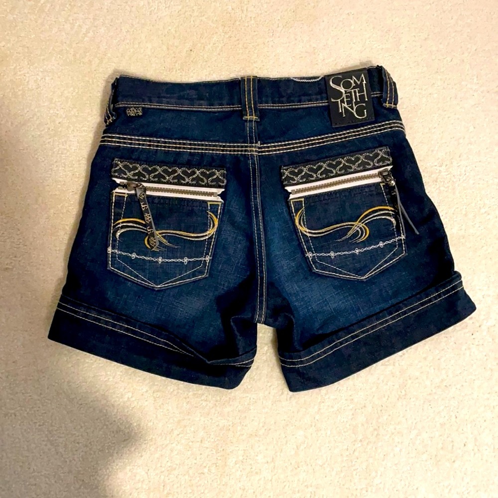 24/25” EDWIN vintage Something dark denim cuffed shorts rare from Japan